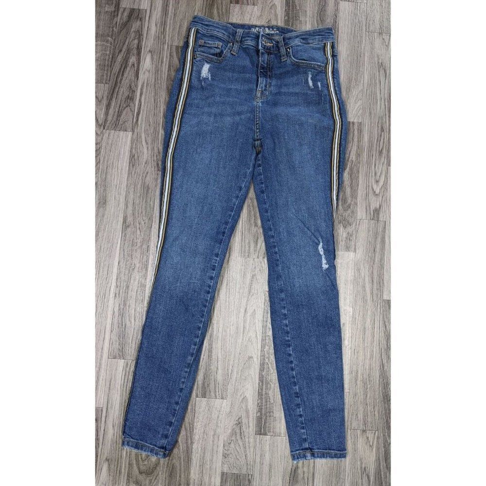 Wild Fable Womens Size 6 / 28 R Striped High Rise Skinny Distressed Denim Jeans